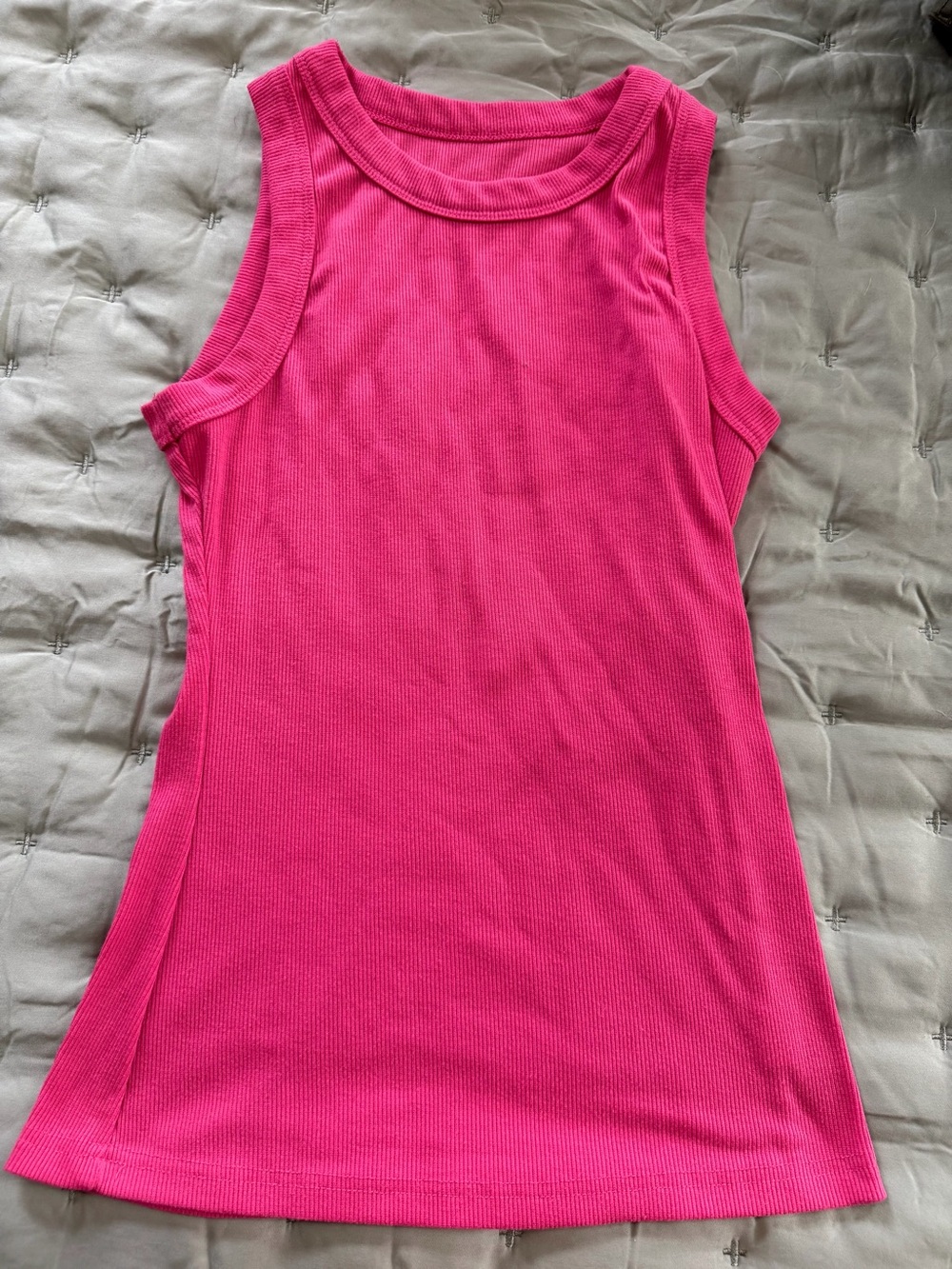 Hot Pink Ribbed Tank Top - Small